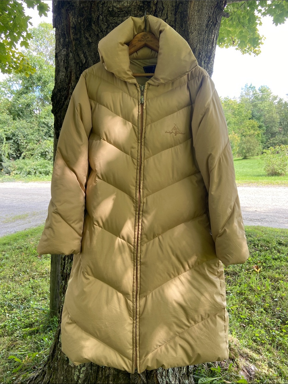 Baby Phat Y2K Tan Puffer Long Down Jacket Winter Coat Women's Size L